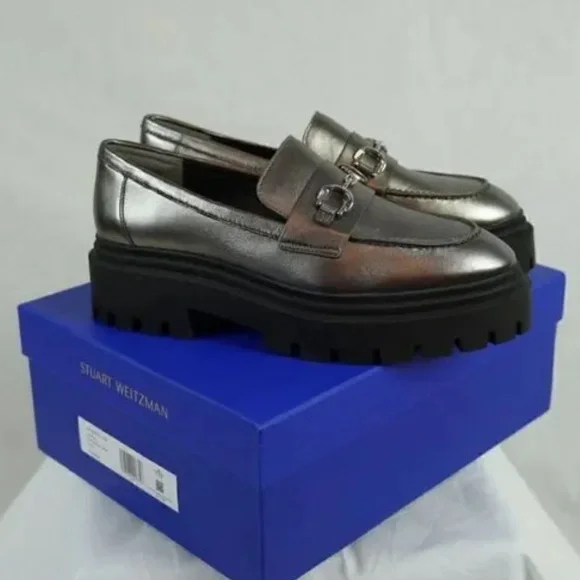 Stuart Weitzman Owen Chunky Leather Platform Bit Loafers Sz 6B - Picture 11 of 16